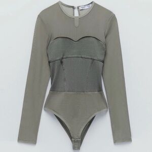 ZARA knit corset mesh style bodysuit